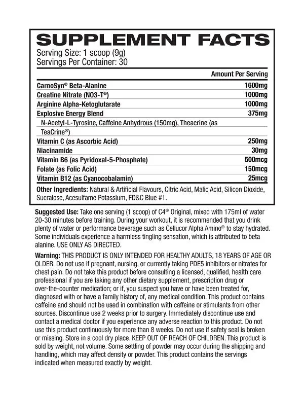 CELLUCOR C4 ID ORIGINAL PRE WORKOUT 30 SERVE