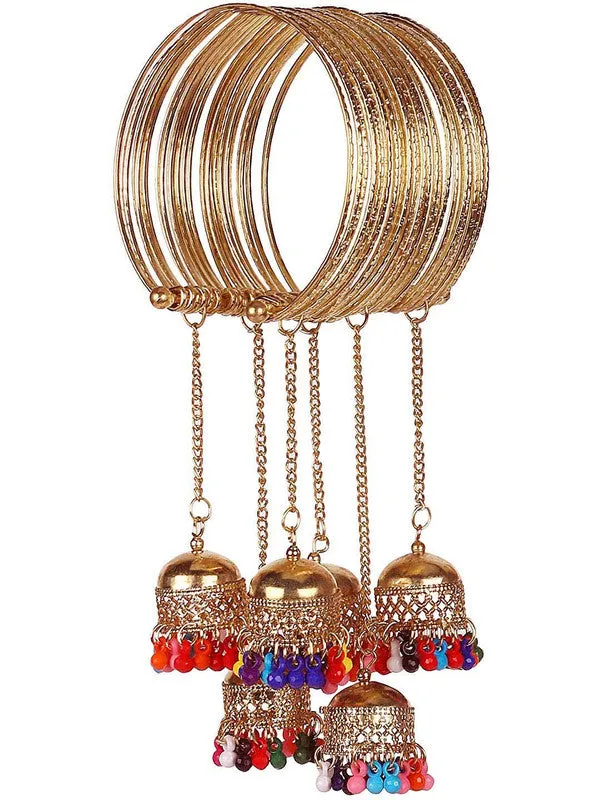 Combo of Golden Layered Jhumki and Bangle Bracelet