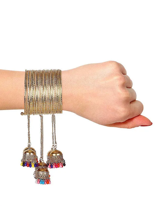 Combo of Golden Layered Jhumki and Bangle Bracelet
