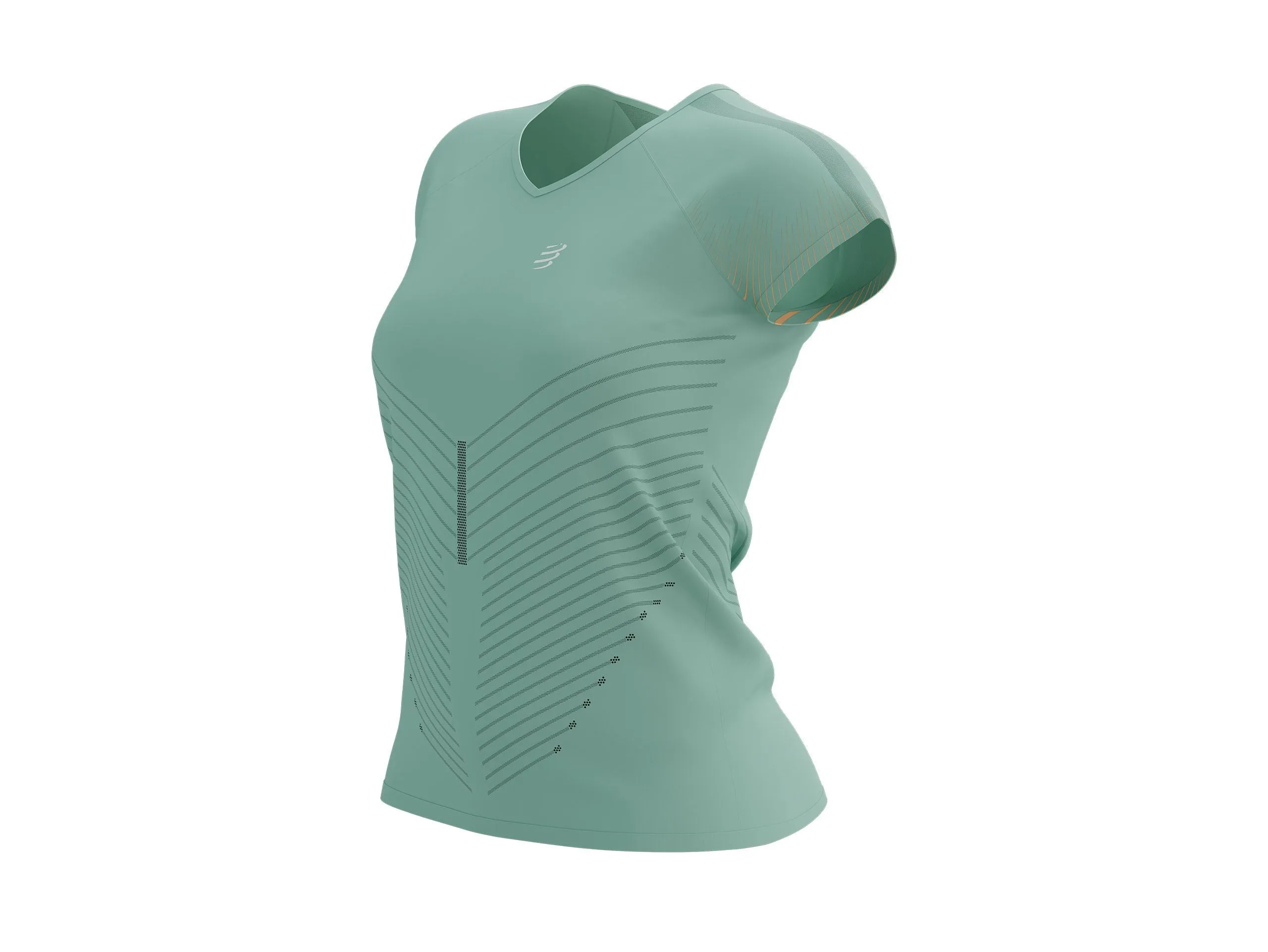 Compessport Women's Performance SS Tshirt - Crème De Menthe/Papaya Punch