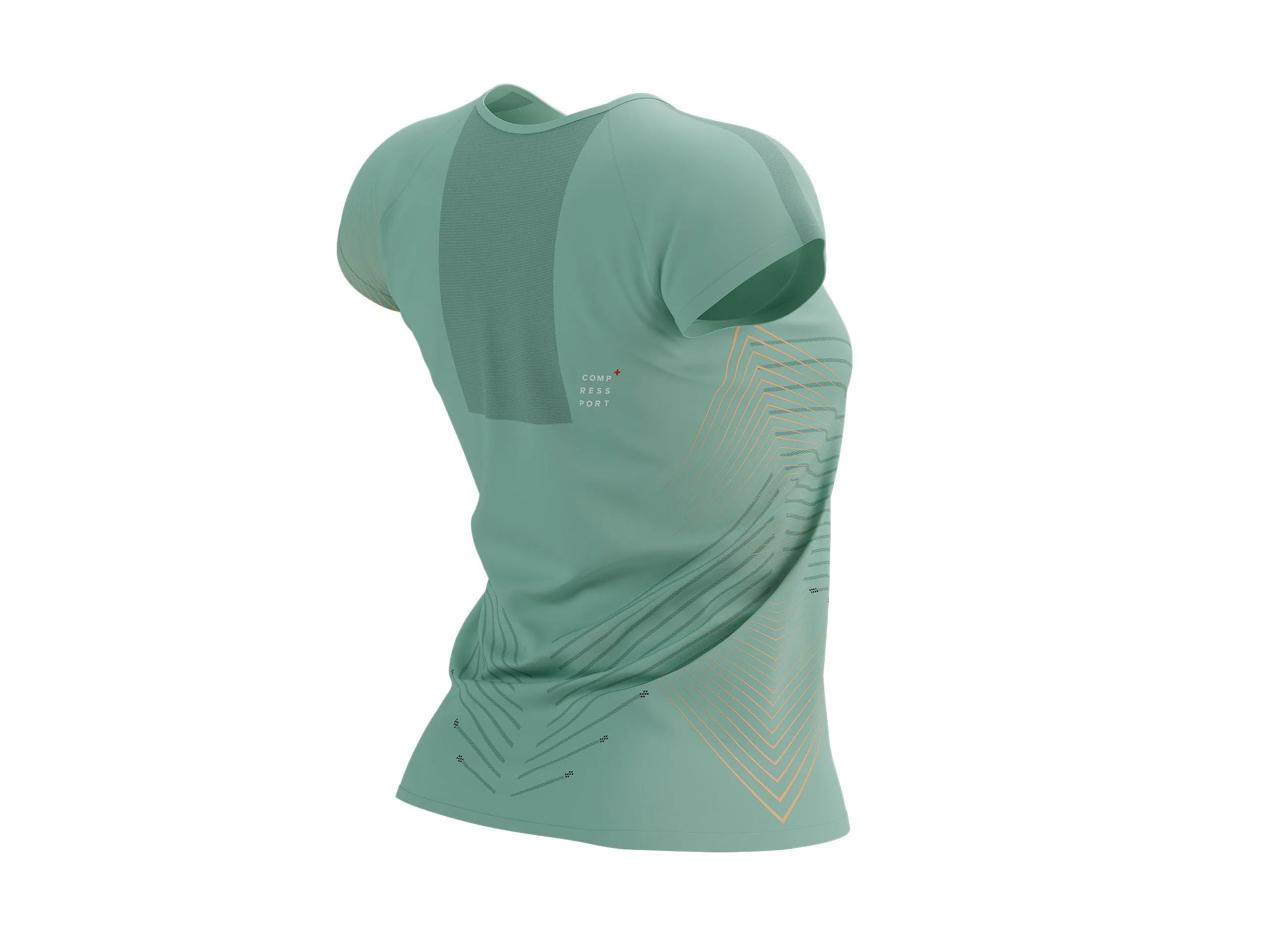 Compessport Women's Performance SS Tshirt - Crème De Menthe/Papaya Punch
