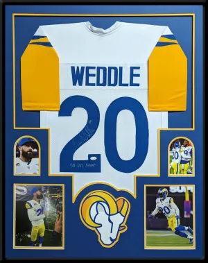CUSTOM FRAMED LOS ANGELES RAMS ERIC WEDDLE AUTOGRAPHED SIGNED JERSEY JSA COA