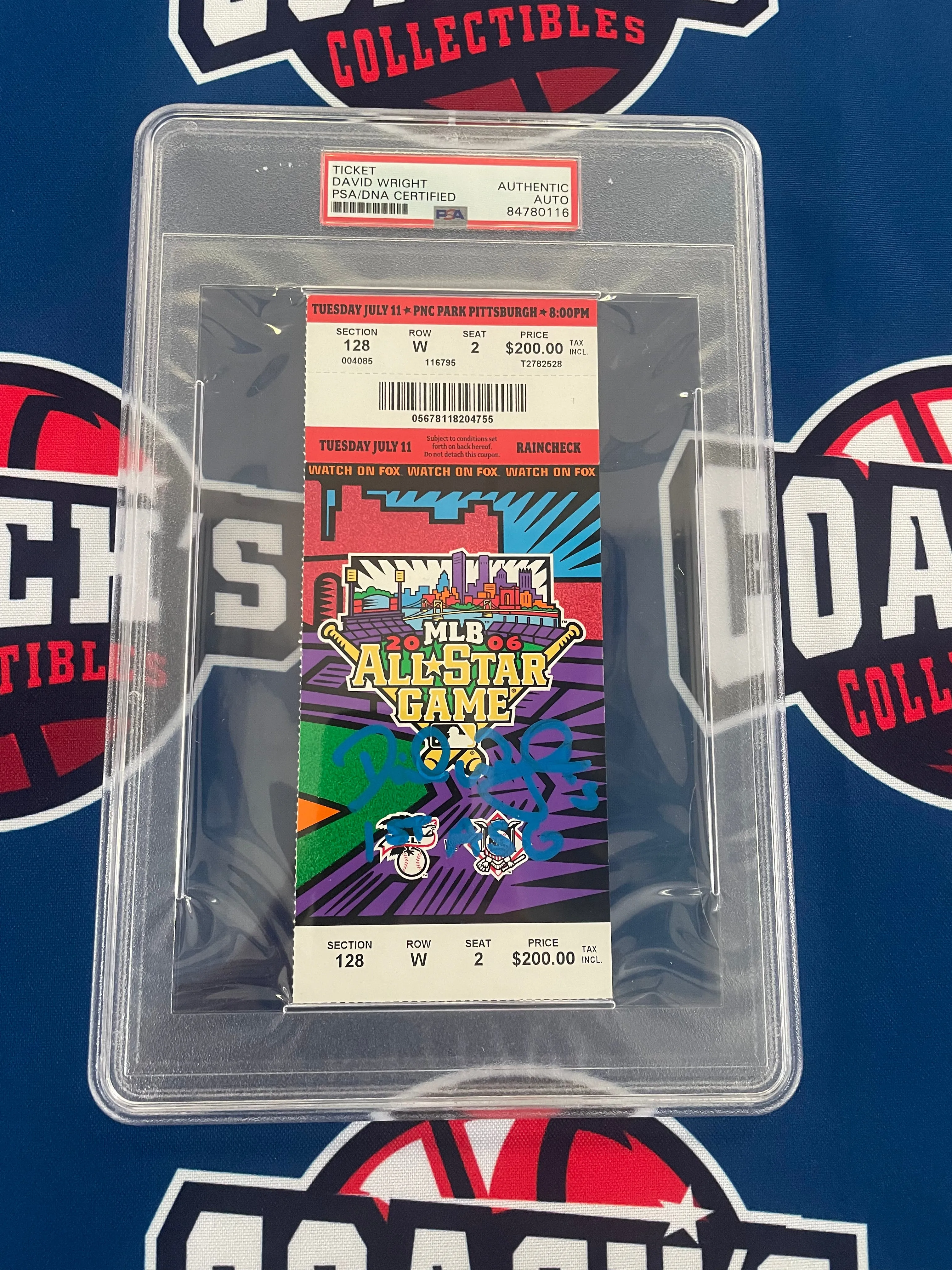 David Wright Autographed 2006 All Star Game Stub with Inscription (PSA)