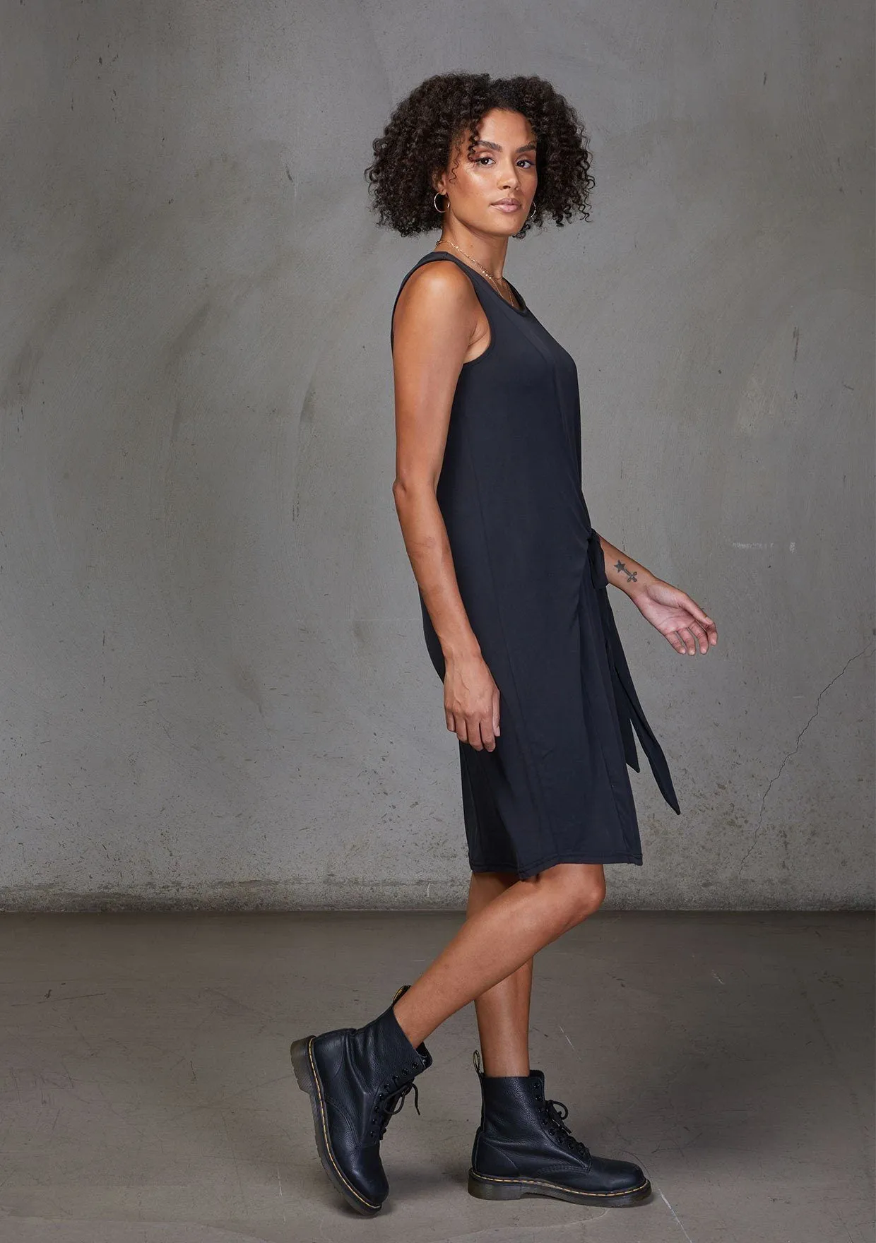Day Off Sleeveless Tie Front Dress