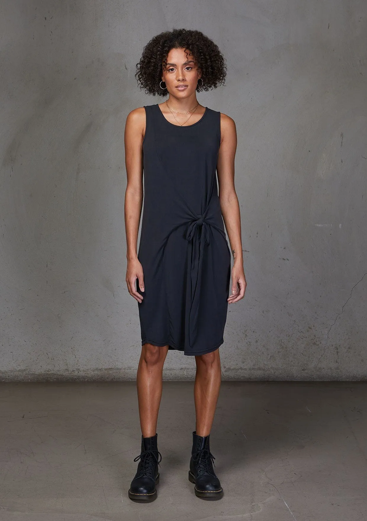 Day Off Sleeveless Tie Front Dress