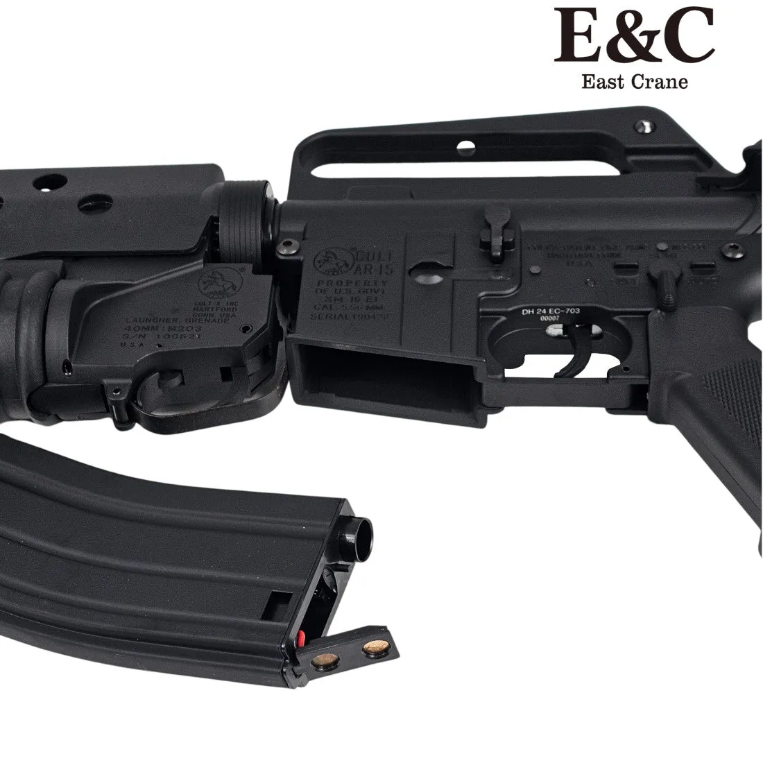 E&C M16 Gel Blaster with M203 Grenade Launcher – Black