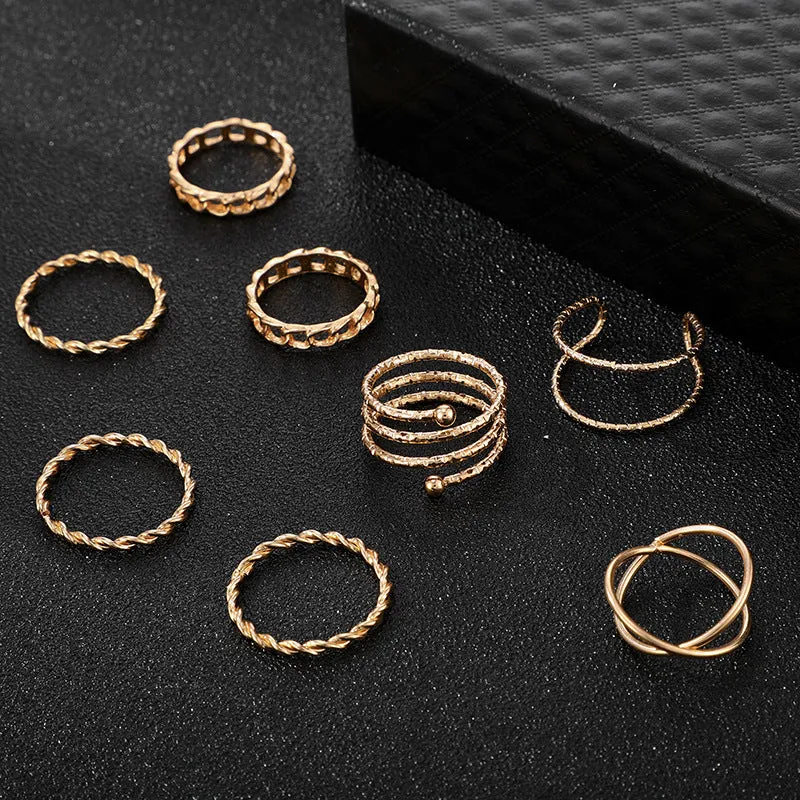 Eight Piece Exclusive Multi Designs Ring Set