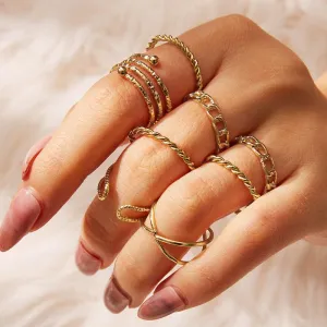 Eight Piece Exclusive Multi Designs Ring Set