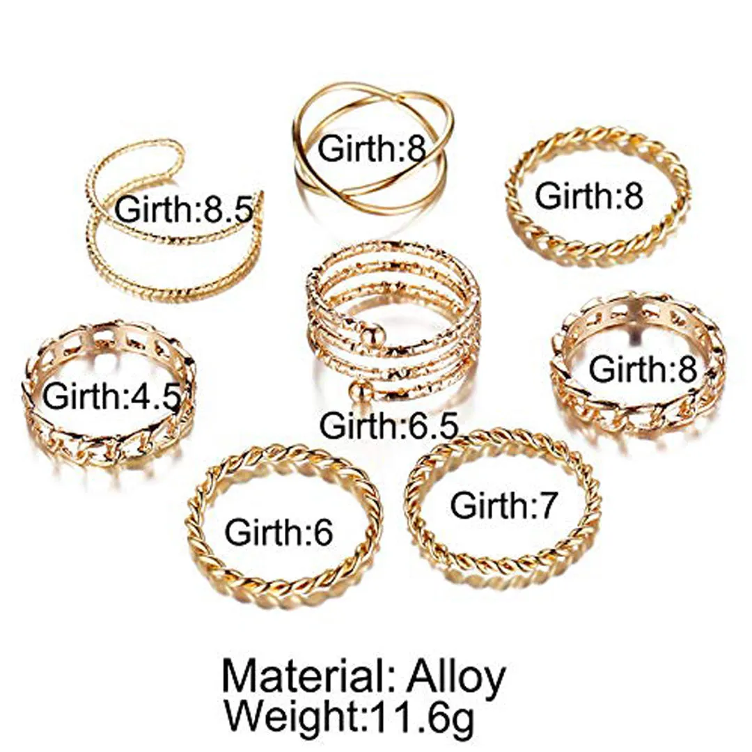 Eight Piece Exclusive Multi Designs Ring Set