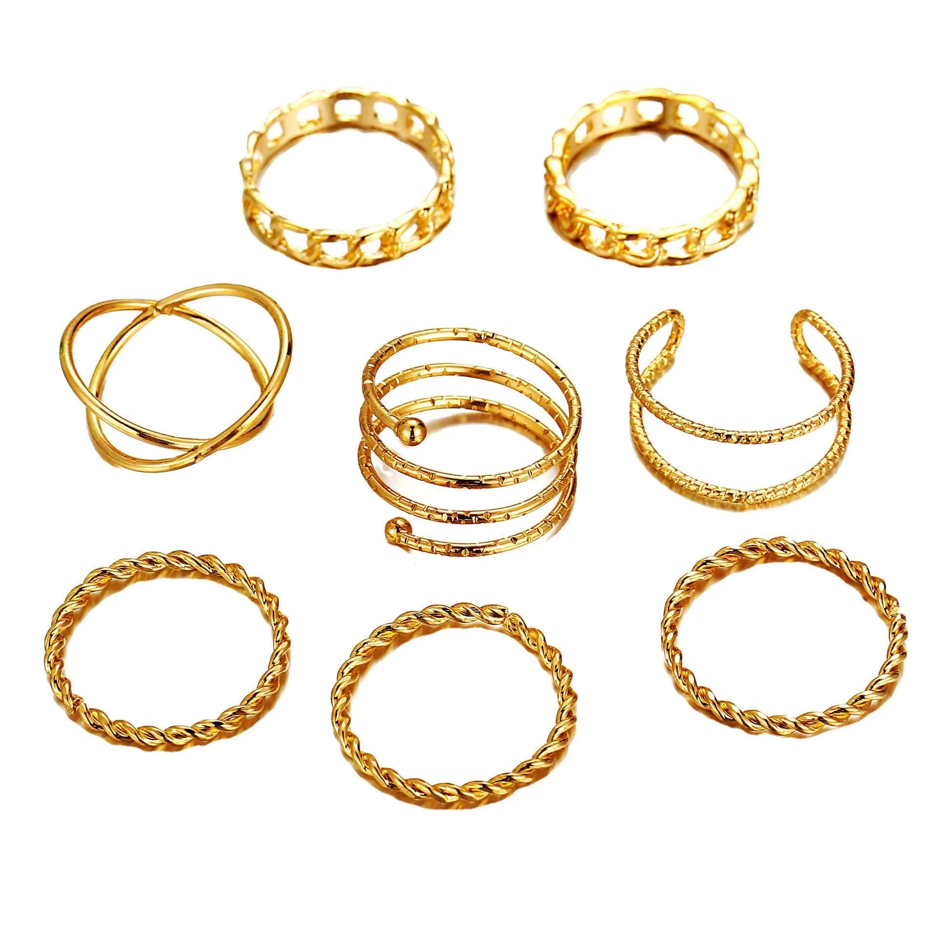 Eight Piece Exclusive Multi Designs Ring Set