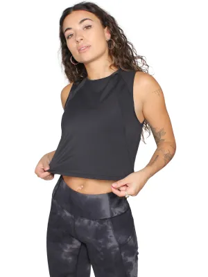 Endurance crop singlet - black