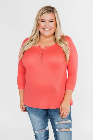 Everyday 3/4 Sleeve Henley - Coral