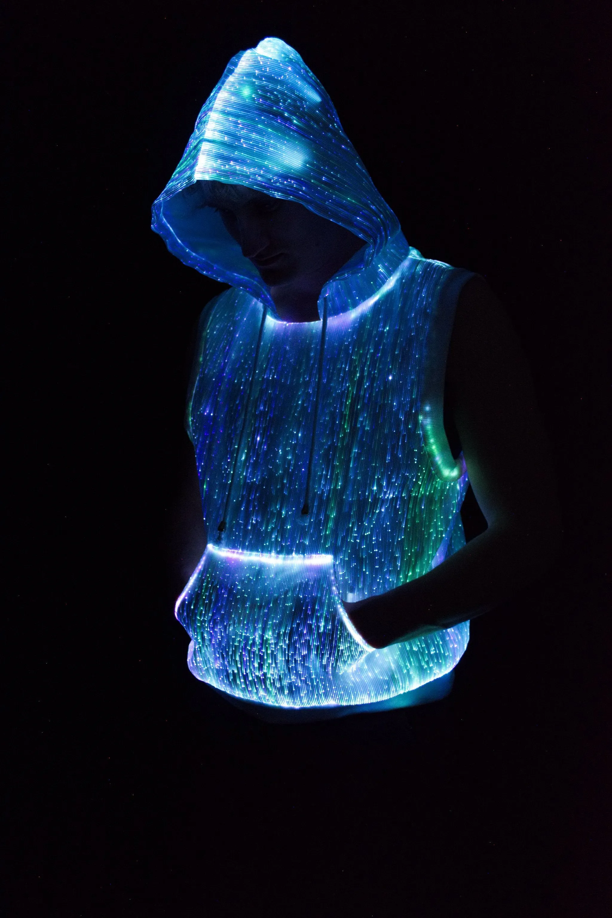 Fiber Optic Sleeveless Hoodie