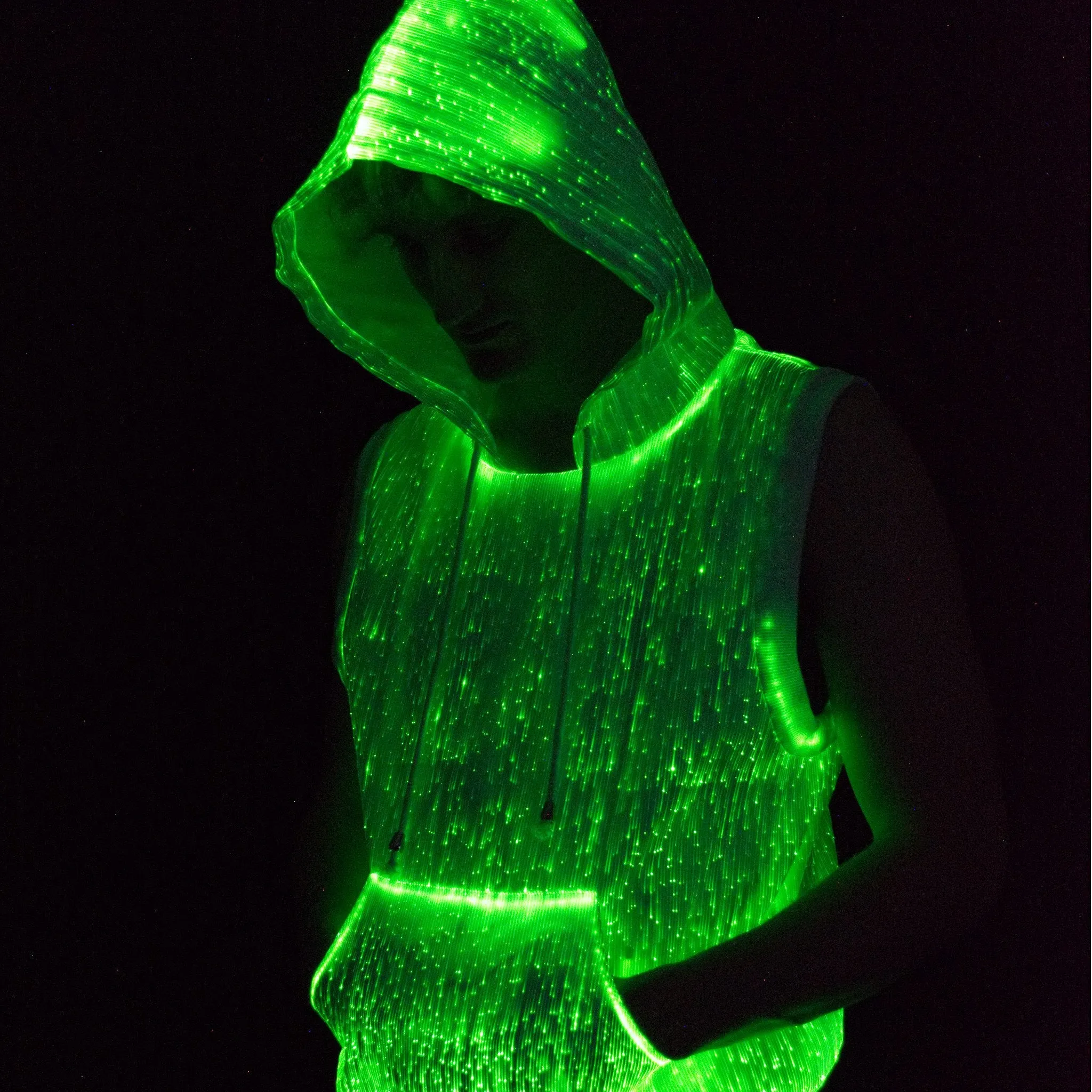 Fiber Optic Sleeveless Hoodie