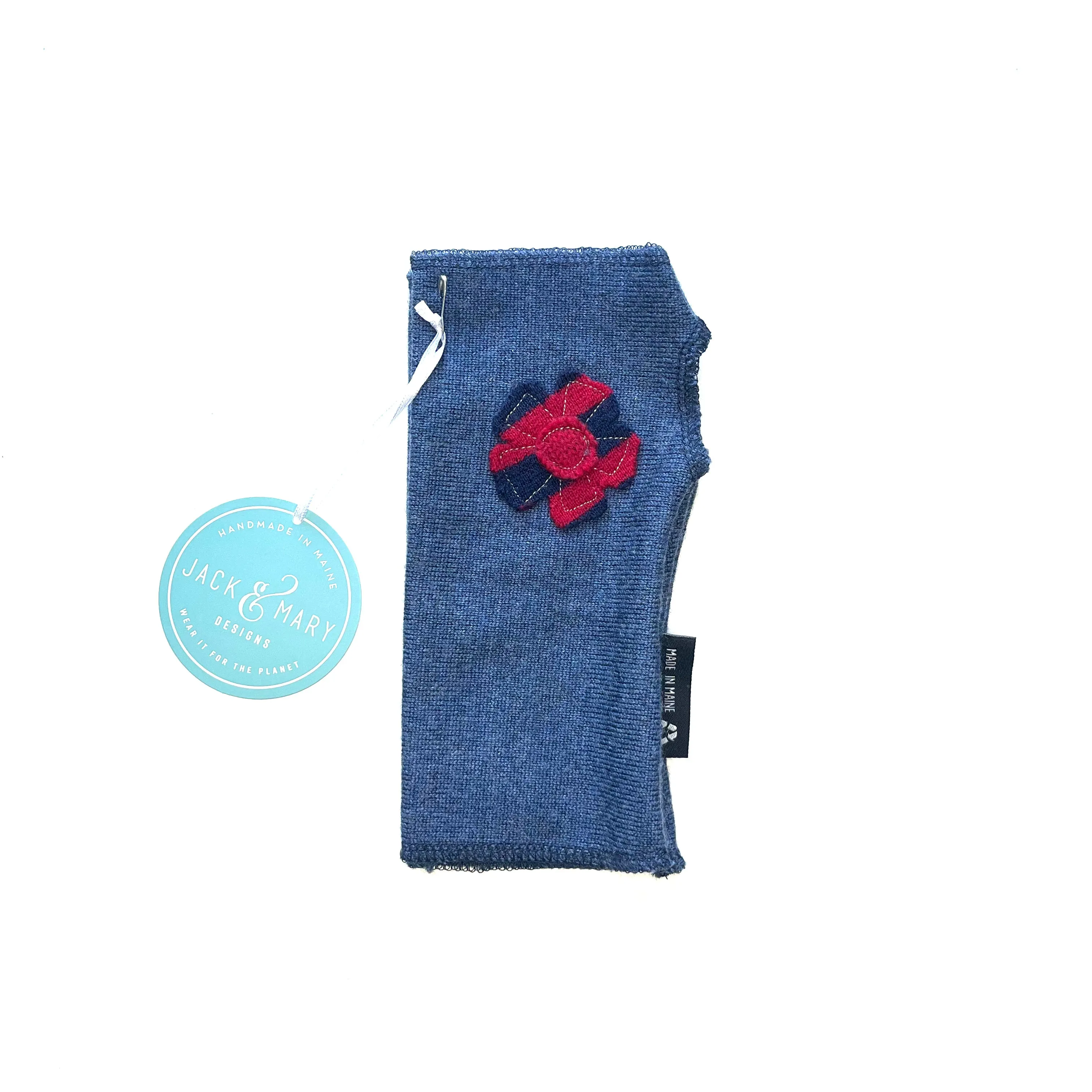 Fingerless Mittens Short, Navy Blue Merino Wool | 100