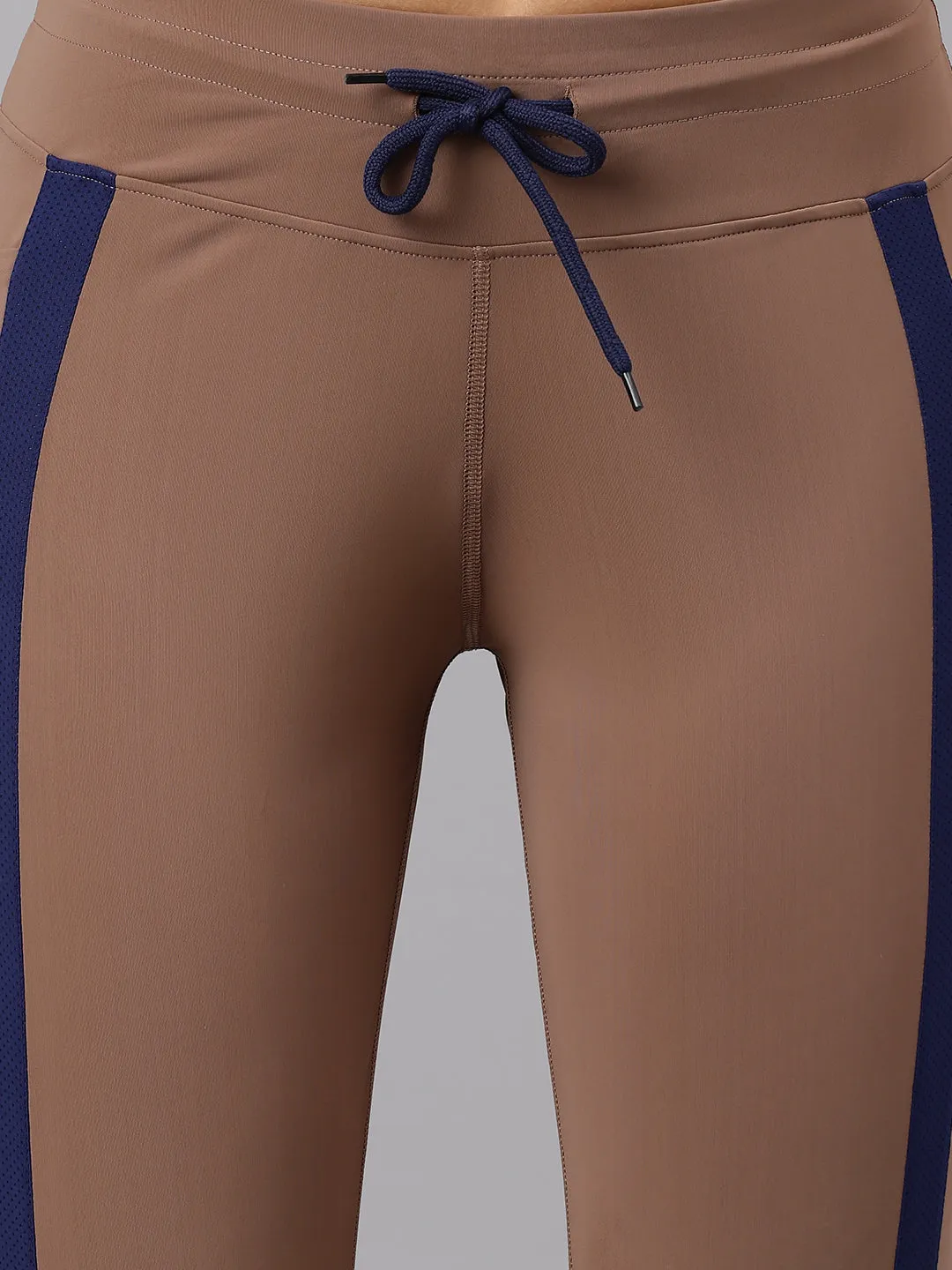 Fitkin Women's Brown Side Stripes Jogger