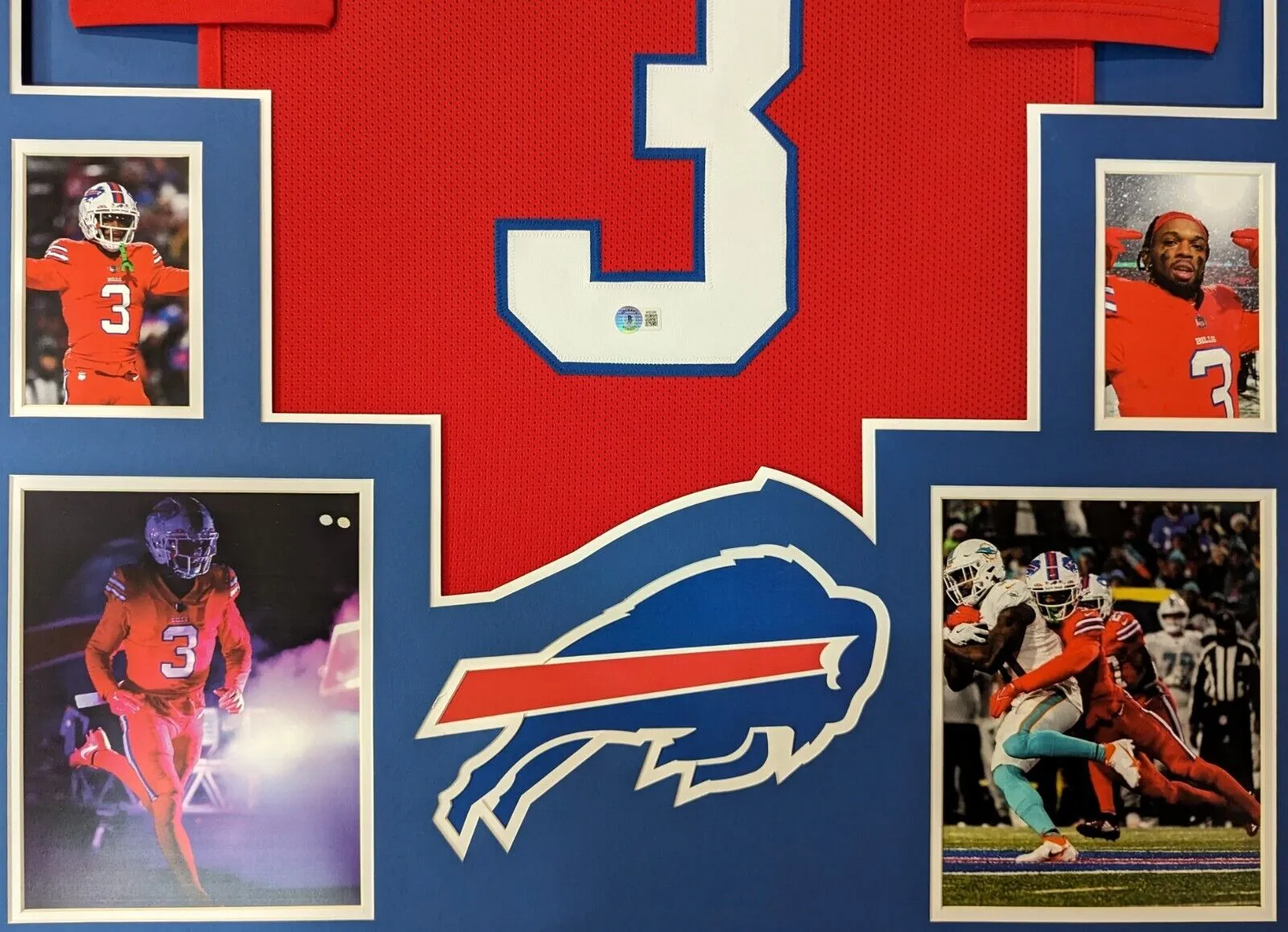 FRAMED BUFFALO DAMAR HAMLIN AUTOGRAPHED SIGNED JERSEY BECKETT HOLO