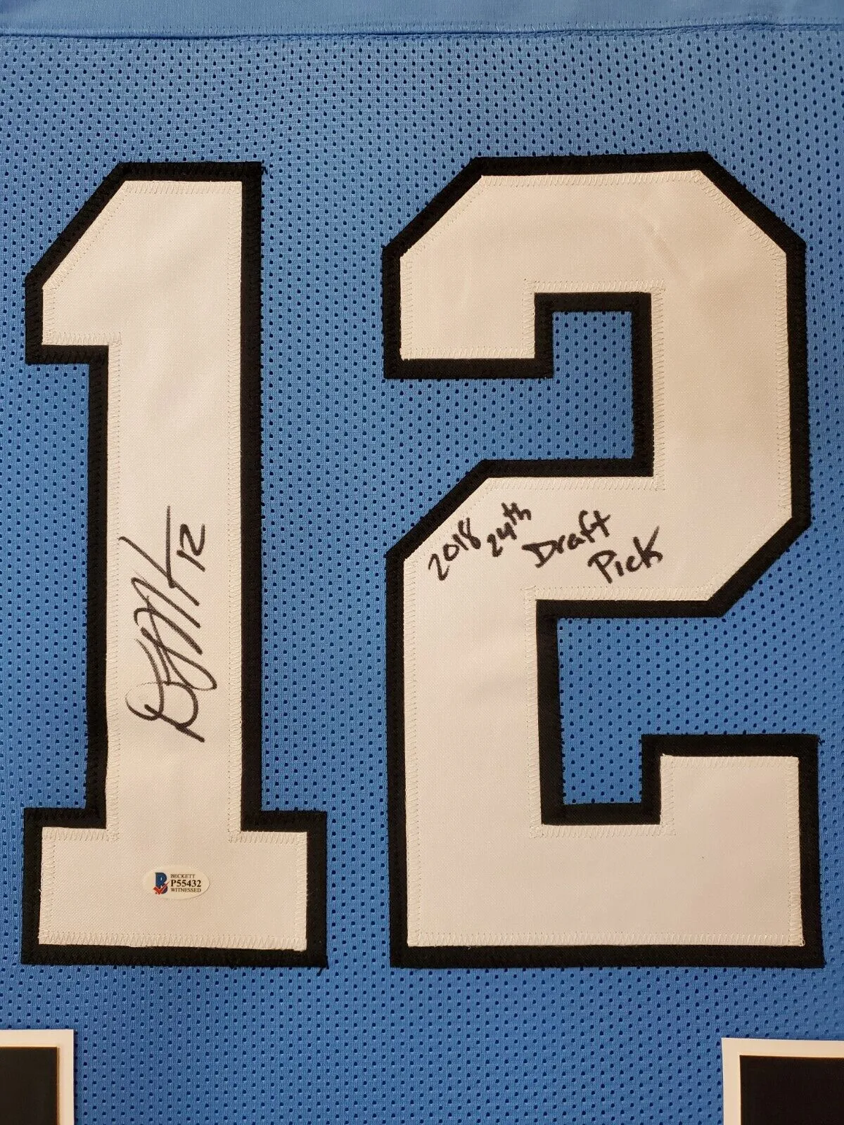 FRAMED CAROLINA PANTHERS DJ MOORE AUTOGRAPHED SIGNED INSCRIBED JERSEY BAS COA