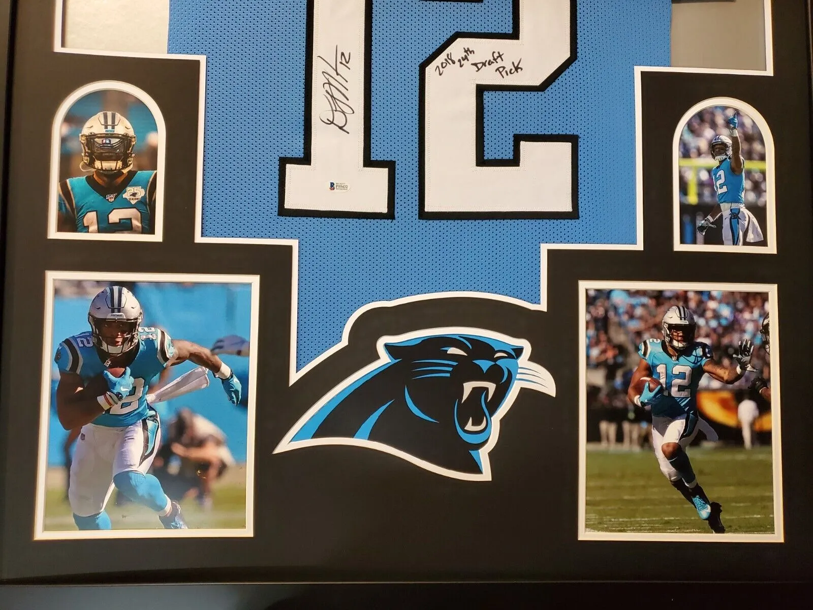FRAMED CAROLINA PANTHERS DJ MOORE AUTOGRAPHED SIGNED INSCRIBED JERSEY BAS COA