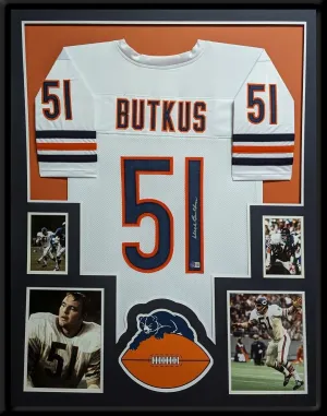 FRAMED CHICAGO BEARS DICK BUTKUS AUTOGRAPHED SIGNED JERSEY BECKETT HOLO
