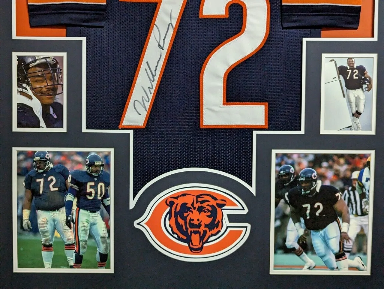 FRAMED CHICAGO BEARS WILLIAM FRIDGE PERRY AUTOGRAPHED SIGNED JERSEY JSA COA