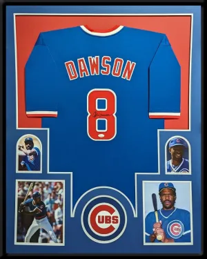 FRAMED CHICAGO CUBS ANDRE DAWSON AUTOGRAPHED SIGNED JERSEY JSA COA