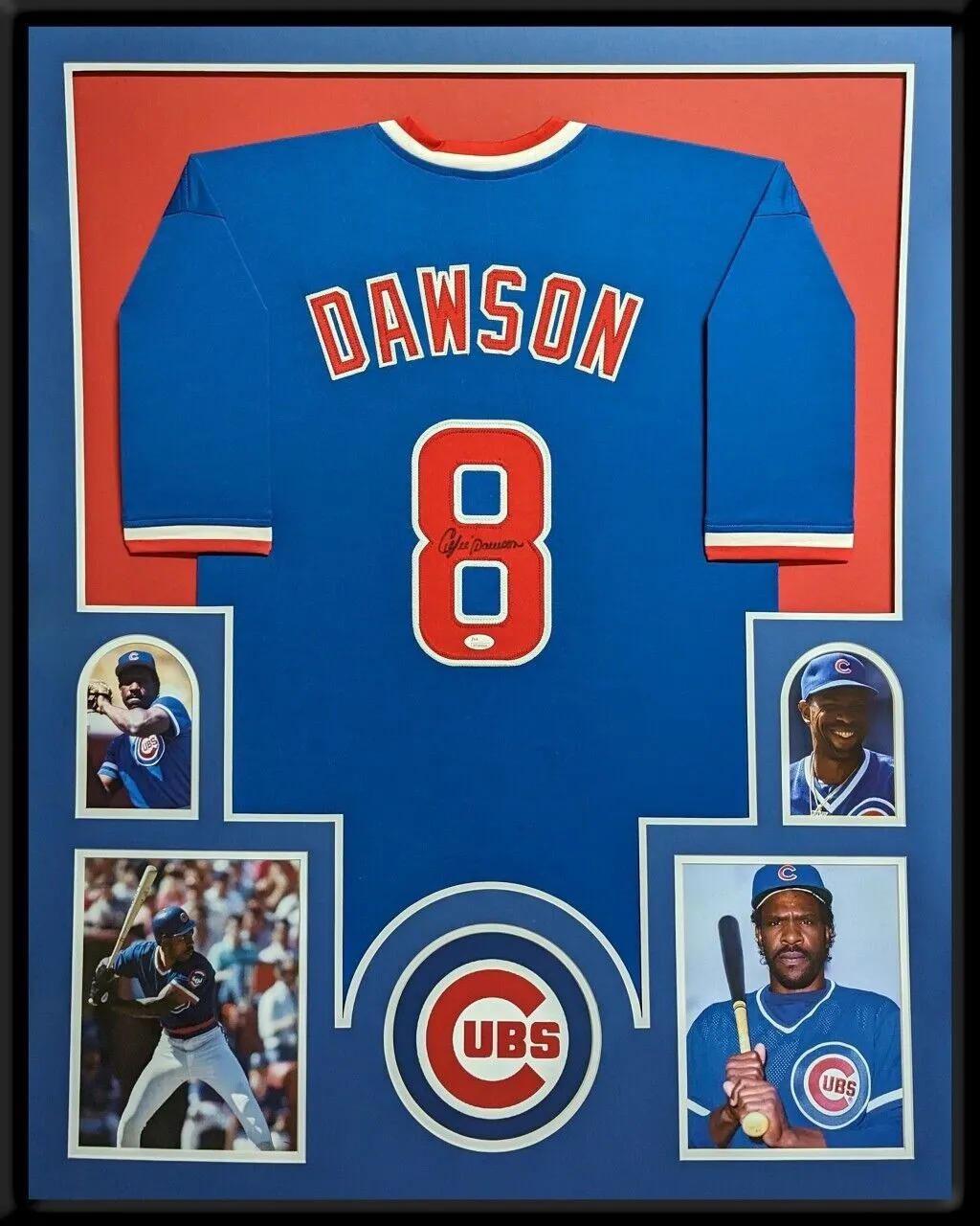 FRAMED CHICAGO CUBS ANDRE DAWSON AUTOGRAPHED SIGNED JERSEY JSA COA