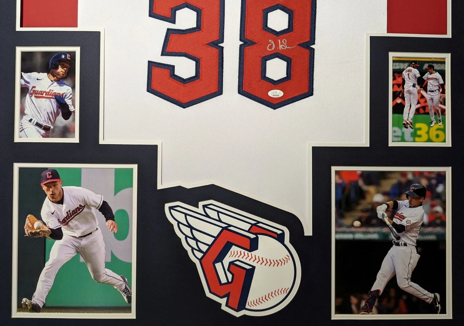 FRAMED CLEVELAND GUARDIANS STEVEN KWAN AUTOGRAPHED SIGNED JERSEY JSA COA