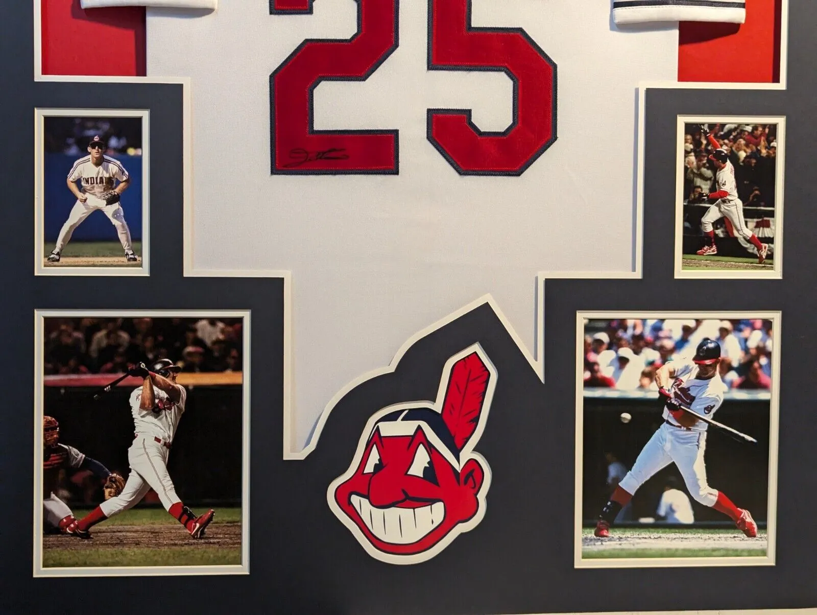 FRAMED CLEVELAND INDIANS JIM THOME AUTOGRAPHED SIGNED JERSEY JSA COA
