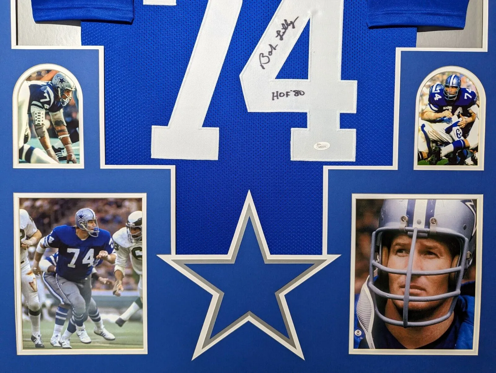 FRAMED DALLAS COWBOYS BOB LILLY AUTOGRAPHED SIGNED INSCRIBED JERSEY JSA COA