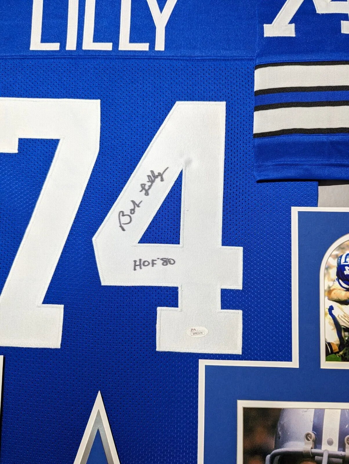 FRAMED DALLAS COWBOYS BOB LILLY AUTOGRAPHED SIGNED INSCRIBED JERSEY JSA COA