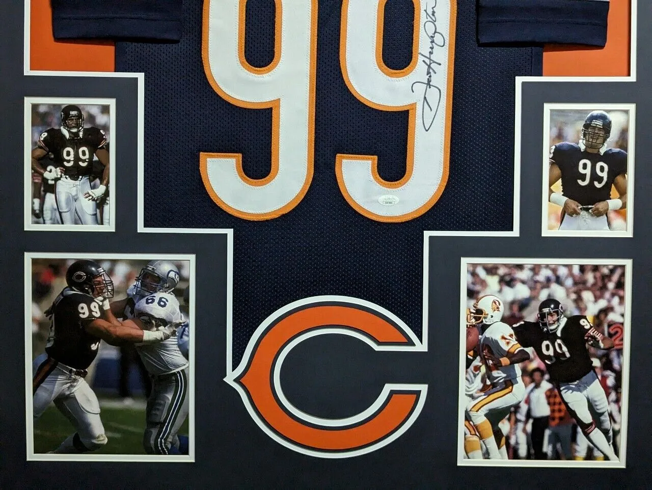 FRAMED DAN HAMPTON AUTOGRAPHED SIGNED INSCRIBED CHICAGO BEARS JERSEY JSA COA