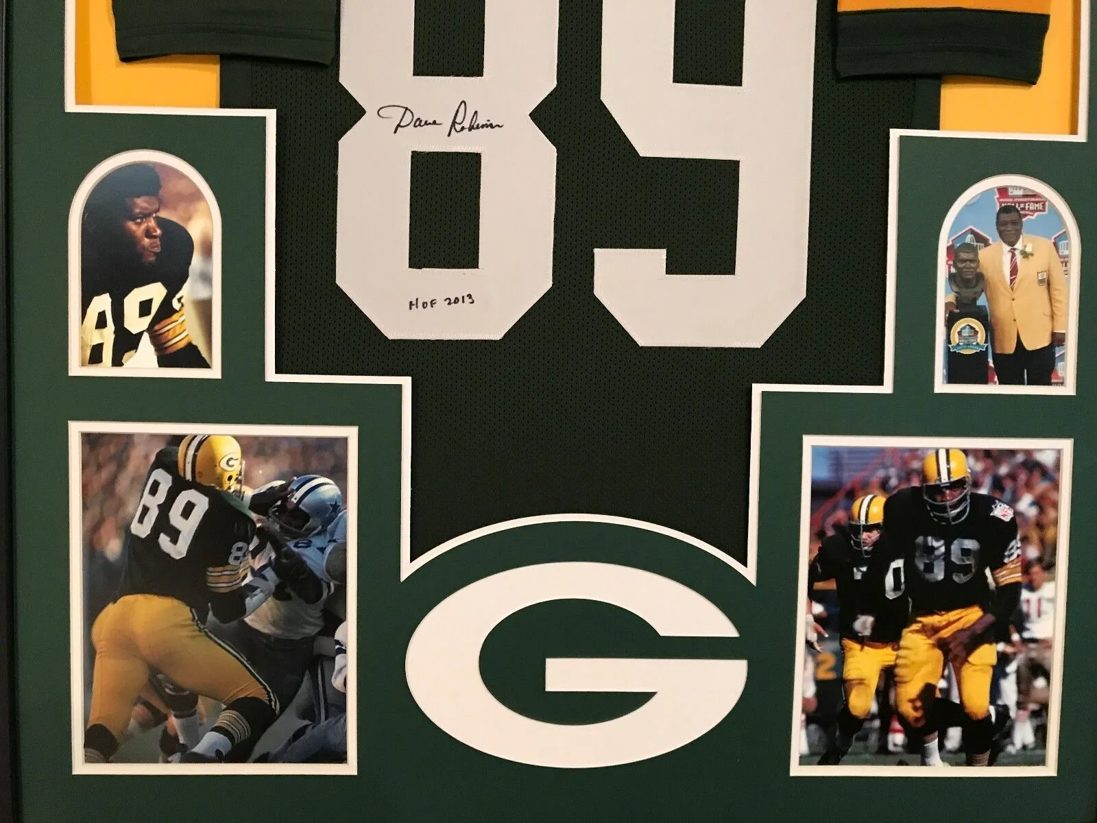 FRAMED DAVE ROBINSON AUTOGRAPHED SIGNED INSCRIBE GREENBAY PACKERS JERSEY JSA COA