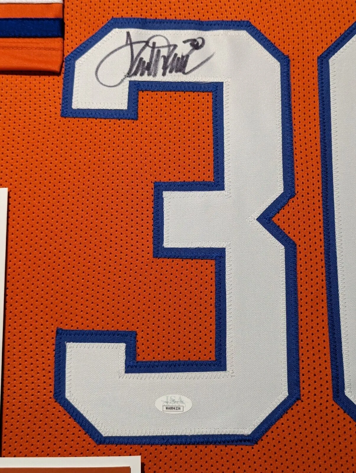 FRAMED DENVER BRONCOS TERRELL DAVIS AUTOGRAPHED SIGNED JERSEY JSA COA