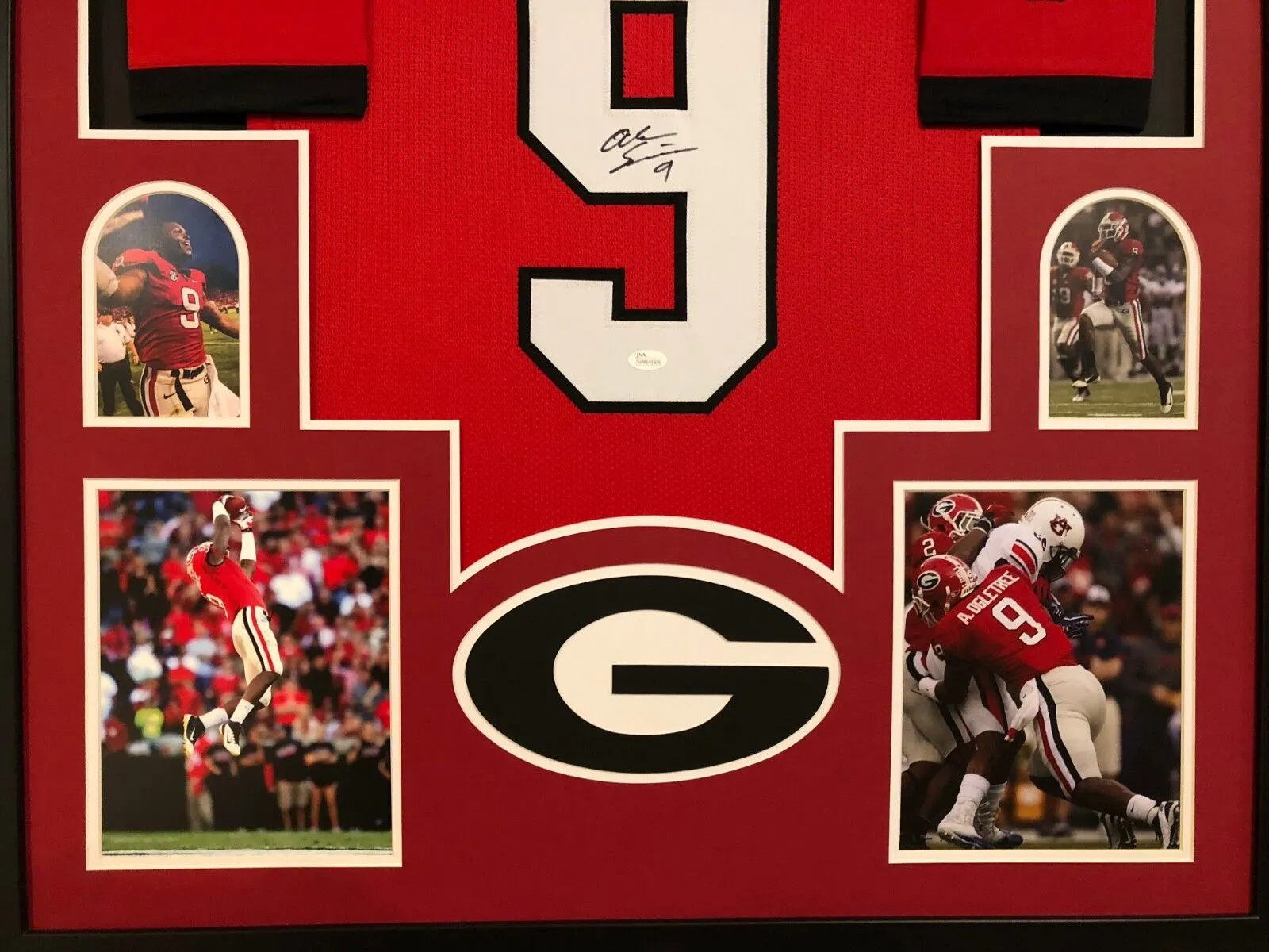 FRAMED GEORGIA BULLDOGS ALEC OGLETREE AUTOGRAPHED SIGNED JERSEY JSA COA