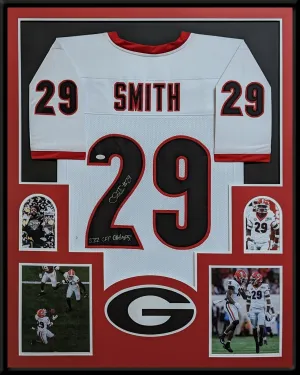 FRAMED GEORGIA BULLDOGS CHRIS SMITH AUTOGRAPHED SIGNED INSCRIBED JERSEY JSA COA