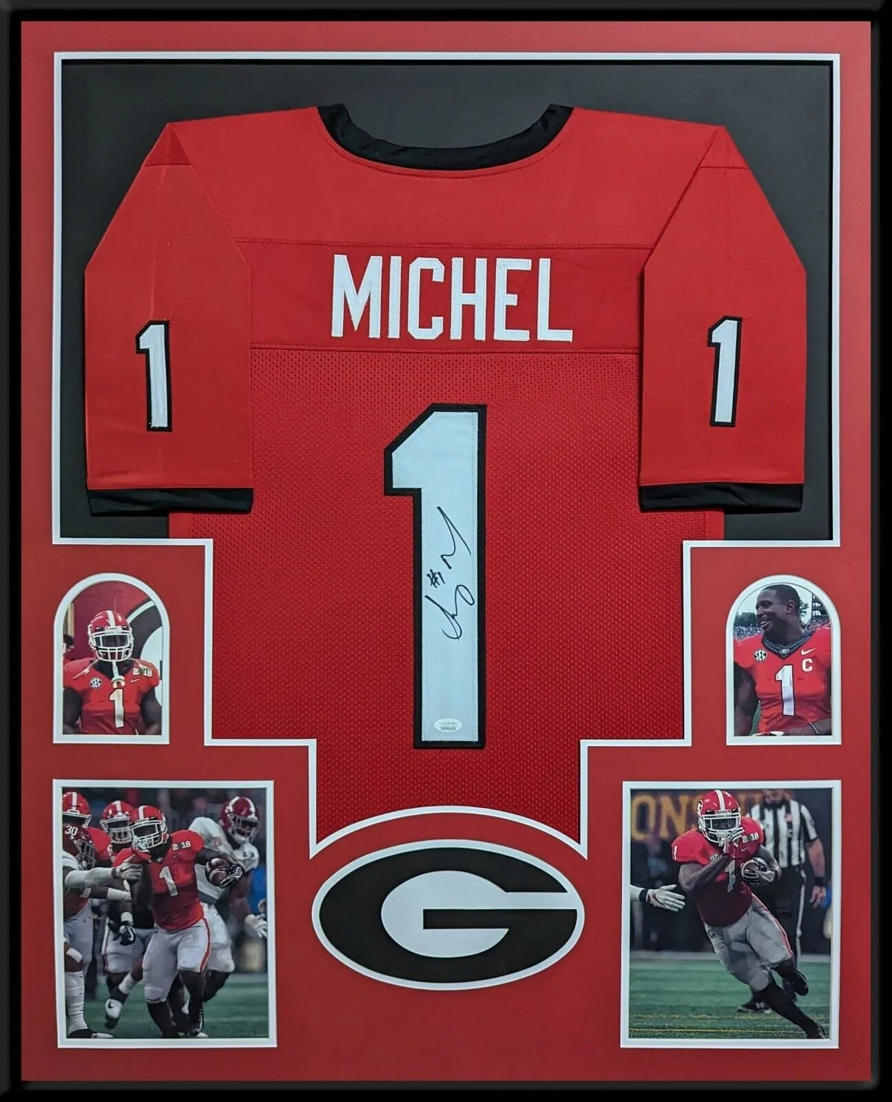 FRAMED GEORGIA BULLDOGS SONY MICHEL AUTOGRAPHED SIGNED JERSEY JSA COA