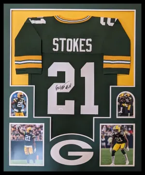 FRAMED GREEN BAY PACKERS ERIC STOKES AUTOGRAPHED SIGNED JERSEY JSA COA