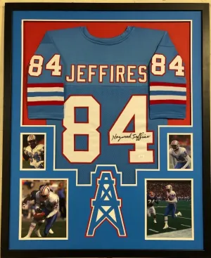 FRAMED HOUSTON OILERS HAYWOOD JEFFIRES AUTOGRAPHED SIGNED JERSEY JSA COA