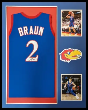 FRAMED KANSAS JAYHAWKS CHRISTIAN BRAUN AUTOGRAPHED SIGNED JERSEY JSA COA