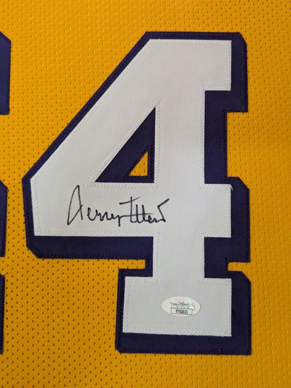 FRAMED L.A. LAKERS JERRY WEST AUTOGRAPHED SIGNED JERSEY JSA COA