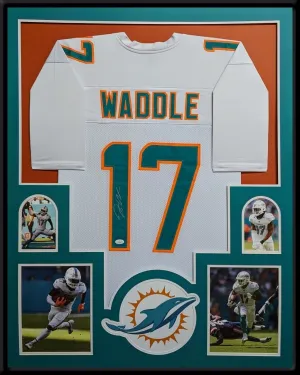 FRAMED MIAMI DOLPHINS JAYLEN WADDLE AUTOGRAPHED SIGNED JERSEY JSA COA
