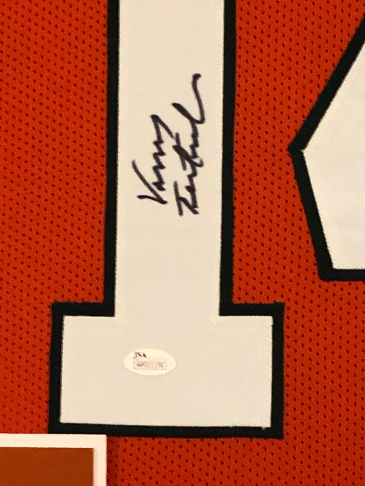 FRAMED MIAMI HURRICANES VINNY TESTAVERDE AUTOGRAPHED SIGNED JERSEY JSA COA