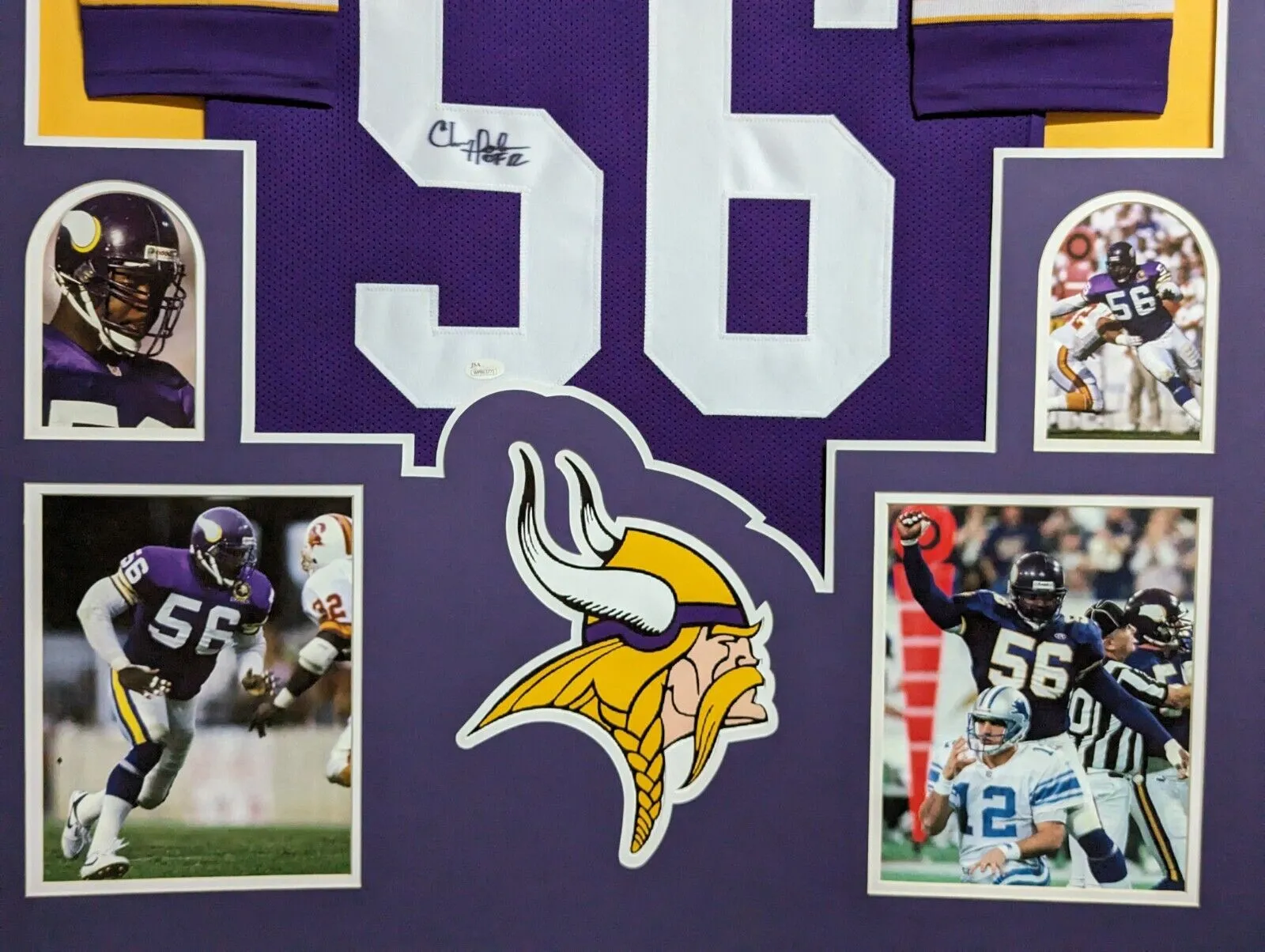 FRAMED MINNESOTA VIKINGS CHRIS DOLEMAN AUTOGRAPHED SIGNED JERSEY JSA COA