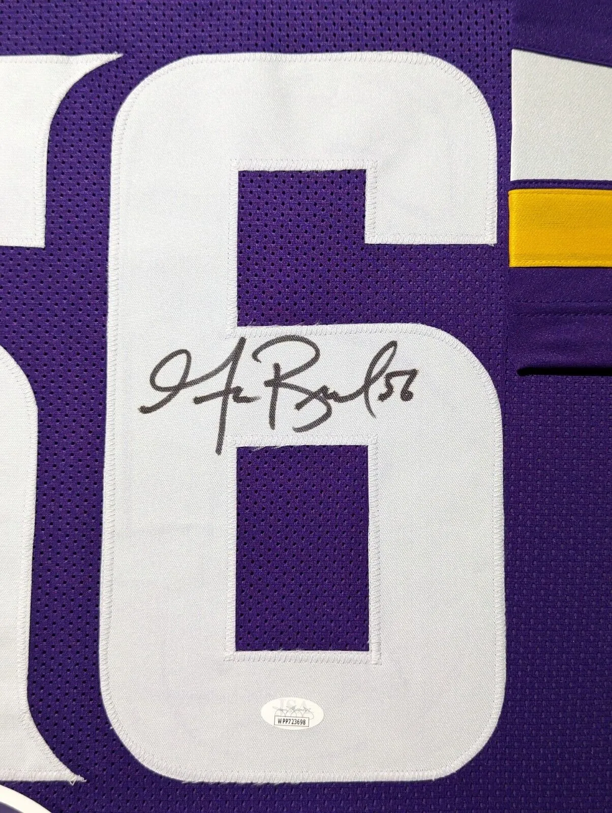 FRAMED MINNESOTA VIKINGS GARRETT BRADBURY AUTOGRAPHED SIGNED JERSEY JSA COA