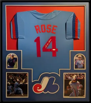 FRAMED MONTREAL EXPOS PETE ROSE AUTOGRAPHED SIGNED JERSEY JSA COA