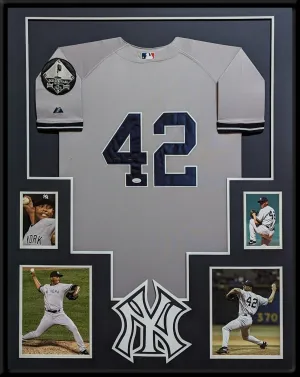 FRAMED NEW YORK YANKEES MARIANO RIVERA AUTOGRAPHED SIGNED JERSEY JSA COA