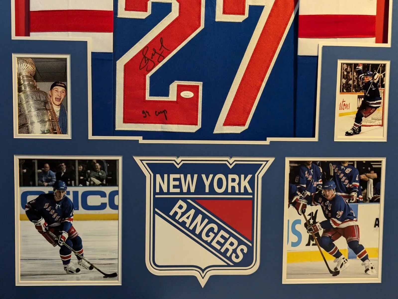 FRAMED N.Y. RANGERS ALEXEI KOVALEV AUTOGRAPHED SIGNED INSCRIBED JERSEY JSA COA
