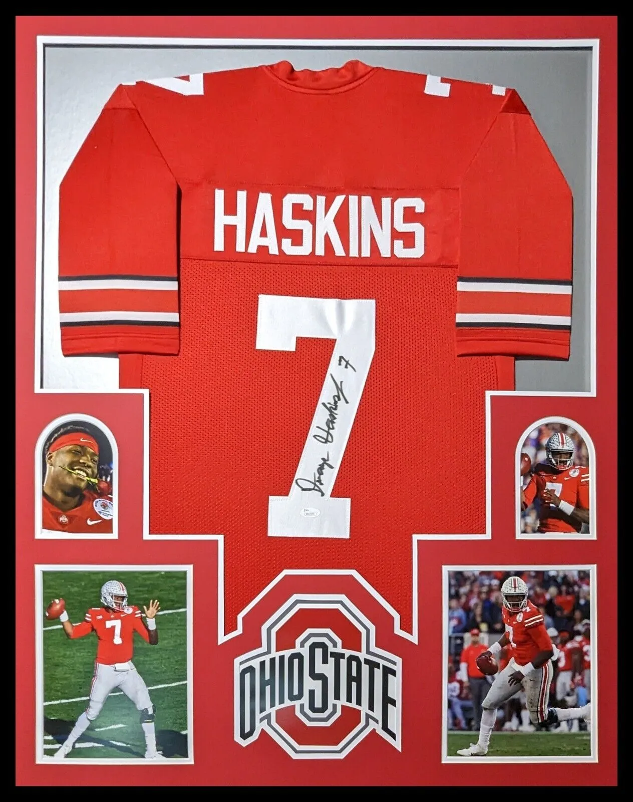 FRAMED OHIO STATE BUCKEYES DWAYNE HASKINS AUTOGRAPHED SIGNED JERSEY JSA SD COA