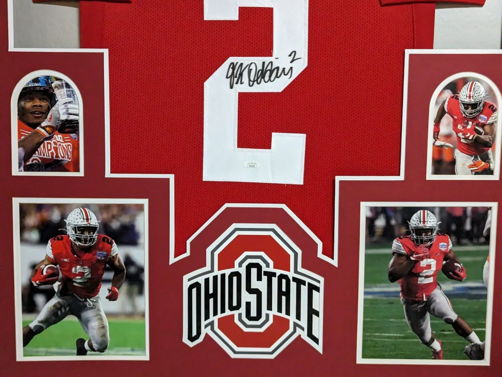 FRAMED OHIO STATE BUCKEYES JK DOBBINS AUTOGRAPHED SIGNED JERSEY JSA COA